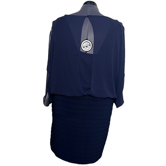 Xscape Navy Blue Formal Chiffon Dress (22W) - Picture 3 of 7